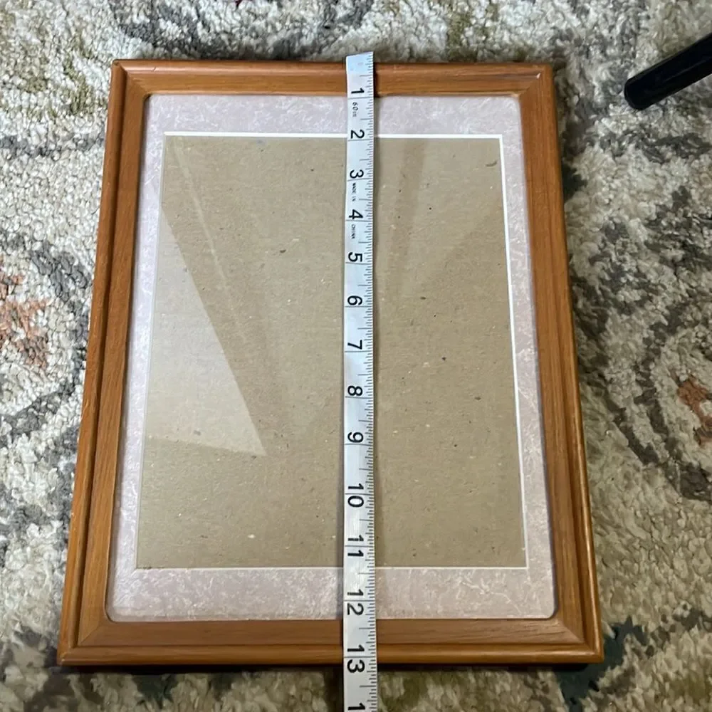 Vintage Picture Frame with Pink & White Matting Hang or Stand Freely